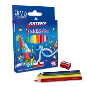 Colores Cortos Artesco Triangulares + Tajador X 12 Und