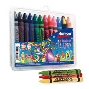 Crayones Jumbo Artesco Estuche De Plástico X 12 Und