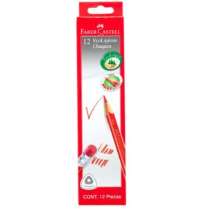 Lápiz Chequeo Rojo Faber Castell Con Borrador Caja X 12 Und
