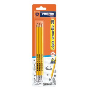 Lápiz 2B Amarillo Vinifan Con Borrador Blíster X 3 Und