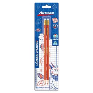 Lápiz Chequeo Rojo Artesco Con Borrador X 2 Und