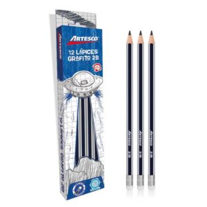 Lápiz 2B Grafito Artesco Con Borrador Caja X 12 Und