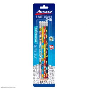 Lápiz Hb Artesco Mensajes Con Borrador Blíster X 4 Und