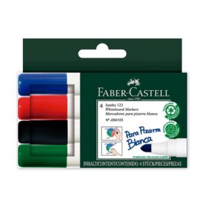 Plumón Para Pizarra Faber Castell 123 Estuche X 4 Und