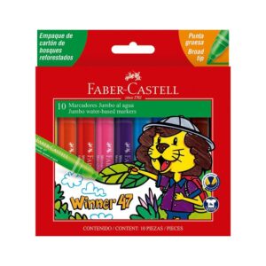 Plumón Jumbo Faber Castell Winner 47 Estuche Cartón X 10 Und
