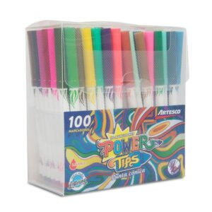 Plumón Delgado Artesco Power Tips Punta Cónica X 100 Und