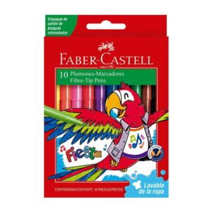 Plumón Delgado Faber Castell Fiesta Estuche Cartón X 10 Und