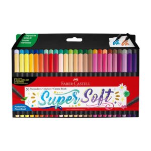 Plumón Delgado Faber Castell Supersoft Punta Pincel Estuche X 50 Und