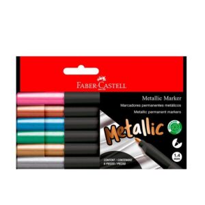 Plumón Indeleble Delgado Faber Castell Metálico Punta Mediana X 6 Und