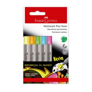 Plumón Delgado Faber Castell Multimark Plus Colores Neón X 5 Und