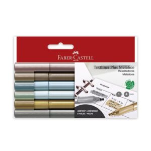 Plumón Resaltador Faber Castell Textliner Metálicos X 6 Und