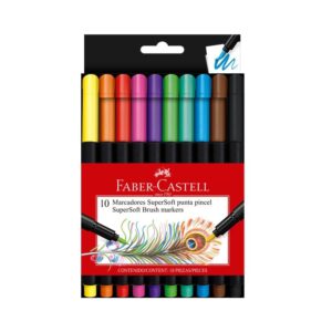 Plumón Delgado Faber Castell Supersoft Punta Pincel X 10 Und