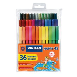 Plumón Delgado Vinifan Happy 45 Estuche Zipper X 36 Und