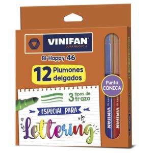 Plumón Delgado Vinifan Bi-Happy 46 Estuche Cartón X 12 Und