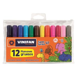 Plumón Grueso Vinifan Super 47 Estuche Zipper X 12 Und