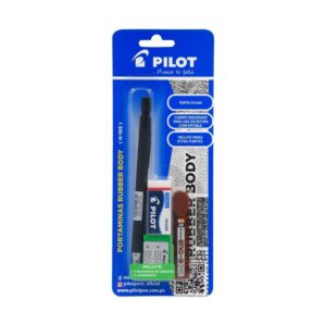 Portaminas Pilot Rubber Body H-165 0.5 Mm Negro + Minas + Borrador + Repuestos