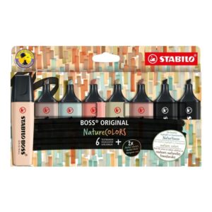 Resaltador Stabilo Boss Nature Colors 70/8-2-1 Blíster X 6 Und + 2 Marcadores Negro