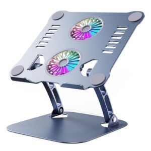 Soporte De Aluminio Bossney 2 Ventiladores Laptop Tablets