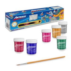 Témpera Artesco Metálica Set X 6 Colores + Pincel