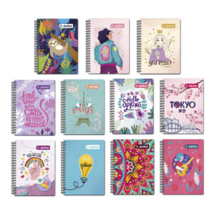 Cuaderno Femenino Cuadriculado Anillado Justus A5 Tapa Dura Surtido 160 Hojas