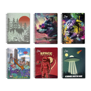 Cuaderno Masculino Cuadriculado Anillado Loro A5 Con Liga Surtido 160 Hojas