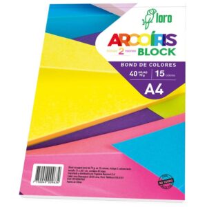 Block Arco Iris Loro A4 12 Colores X 40 Hojas