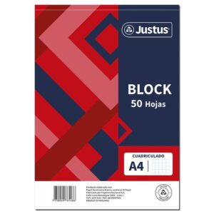 Block Cuadriculado Justus A4 5 Perforaciones 50 Hojas