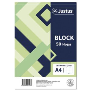 Block Cuadrimax Justus A4 5 Perforaciones 50 Hojas