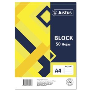 Block Rayado Justus A4 5 Perforaciones 50 Hojas