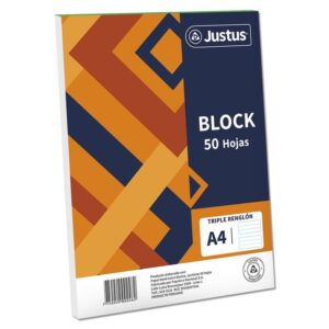Block Triple Renglón Justus A4 5 Perforaciones 50 Hojas
